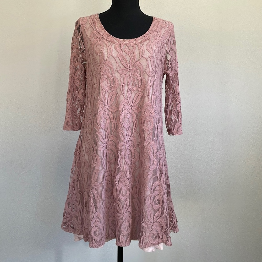 Puella (Anthropologie) Pink Lace Dress, size S